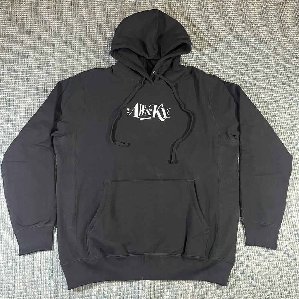 Awake Embroidered Black Pullover Hoodie Adult Sz M New